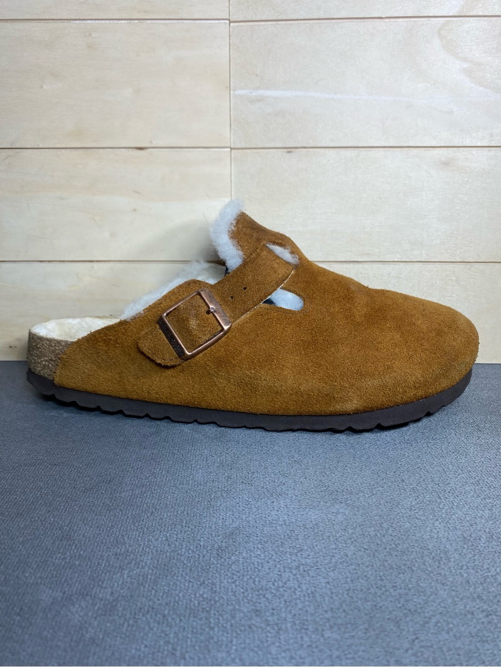 Birkenstock Boston Mules Women's Size 8 Shoes Fur Lined Brown Suede Clogs EU39